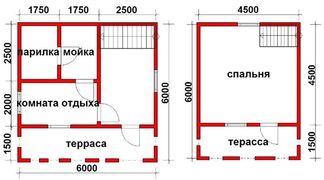 Планировка солнечной дачи из бруса 6 на 6