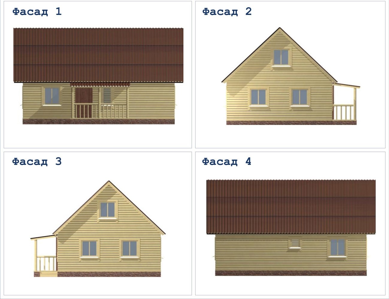 Фасад дачного дома из бруса 6 на 9