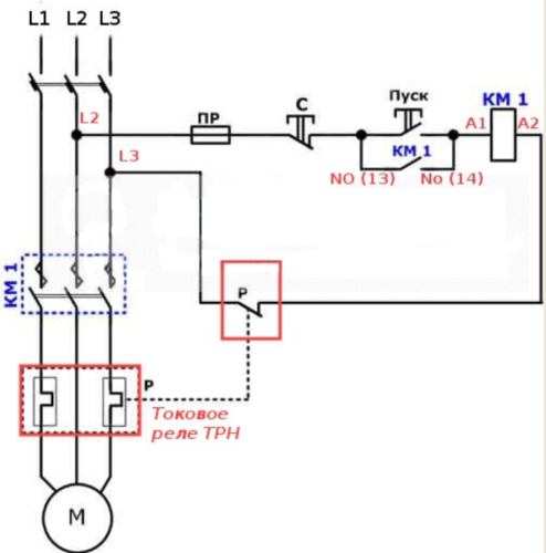 Магнитные пускатели подключение через теплового реле