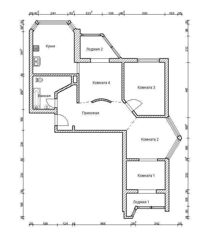 План квартир п 44 с размерами