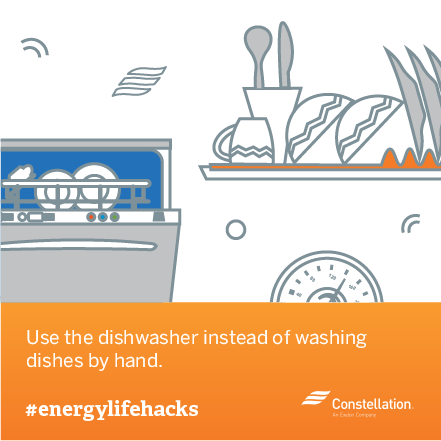 energy saving tip - use dishwasher instead of hand washing
