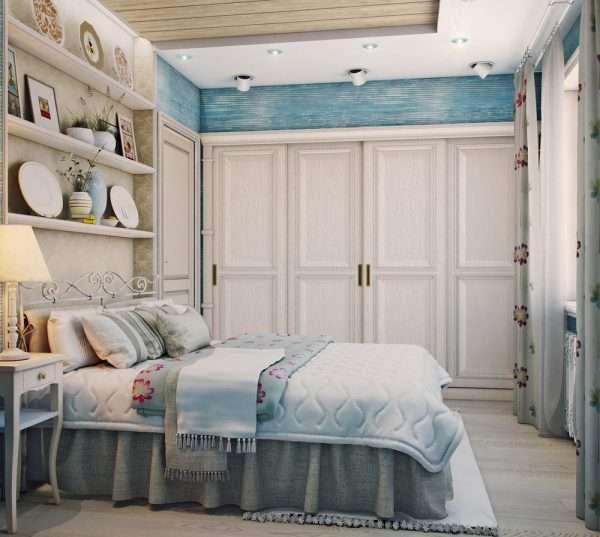 Спальня с гардеробной в стиле кантри