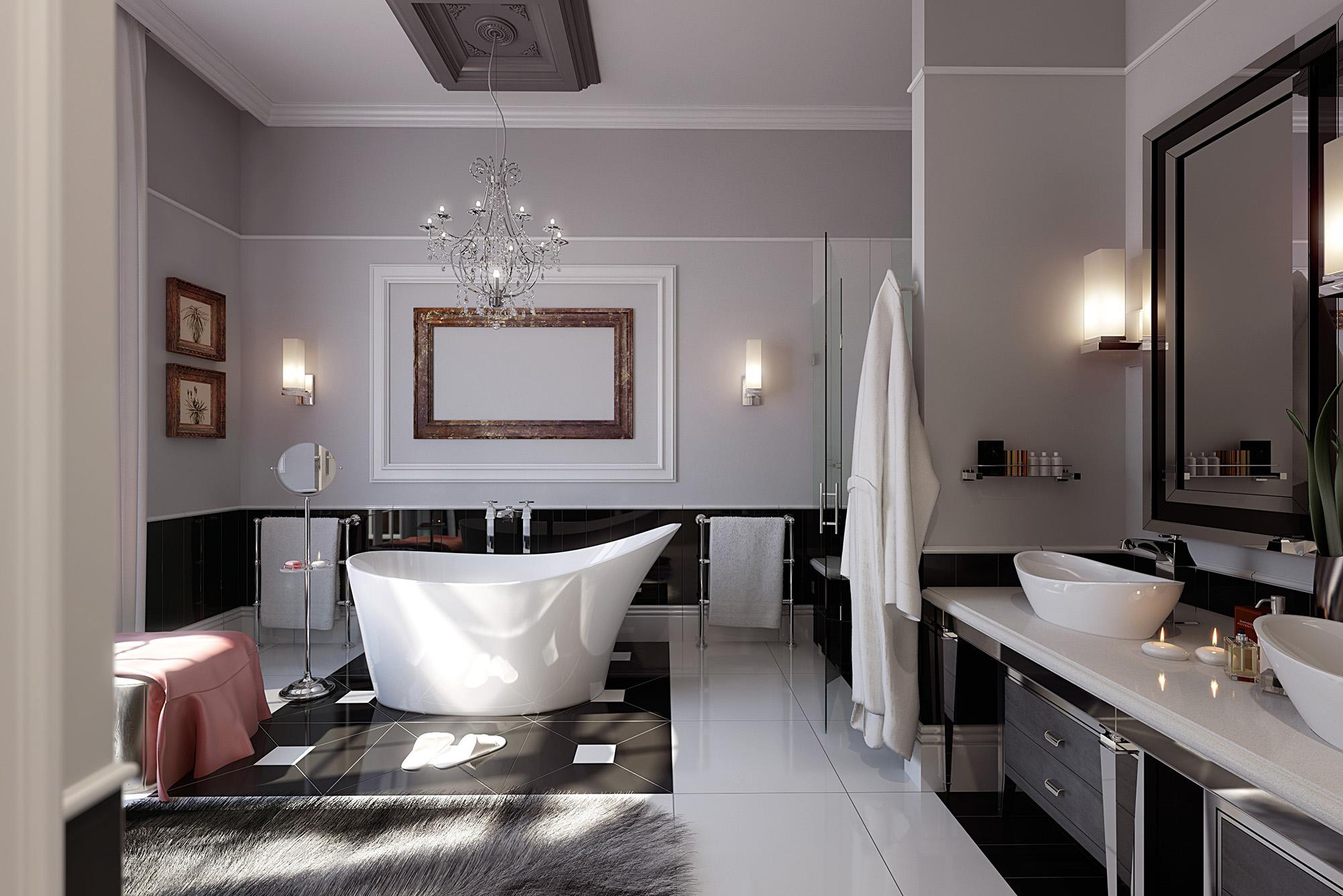 Ванная комната в доме в стиле модерн