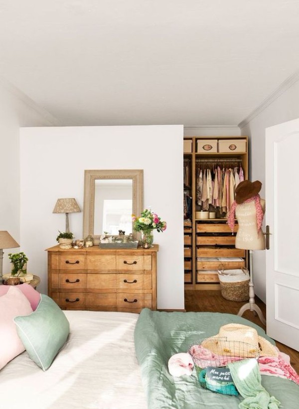 Угловые гардеробные в спальне красивые идеи фото
