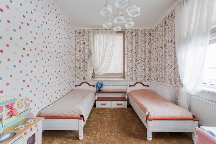 Спальня для двух девочек 16 кв м с кроватями