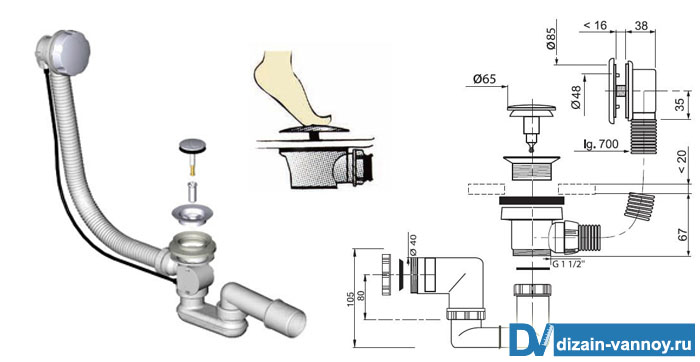 слив перелив для ванной