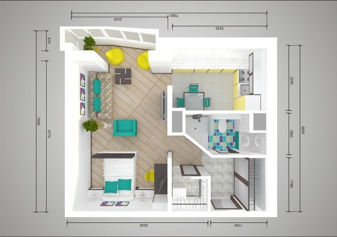 План-схема перепланировки однокомнатной квартиры в панельном доме