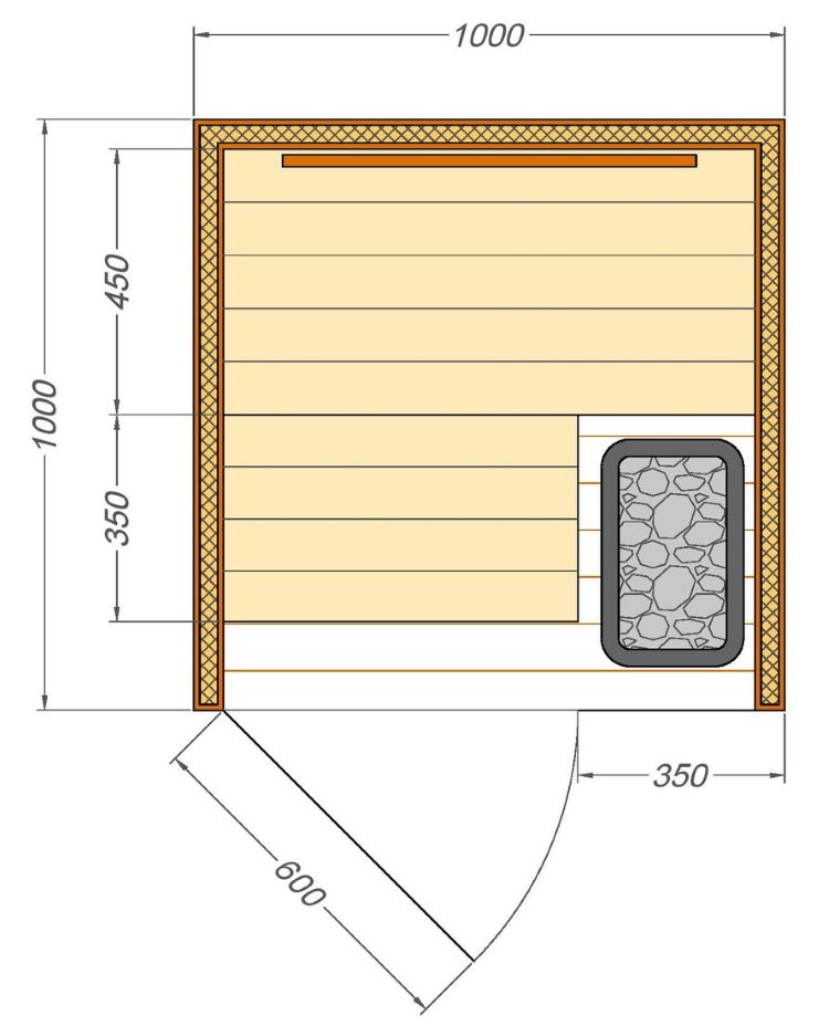 Чертеж сауны для размещения на балконе квартиры
