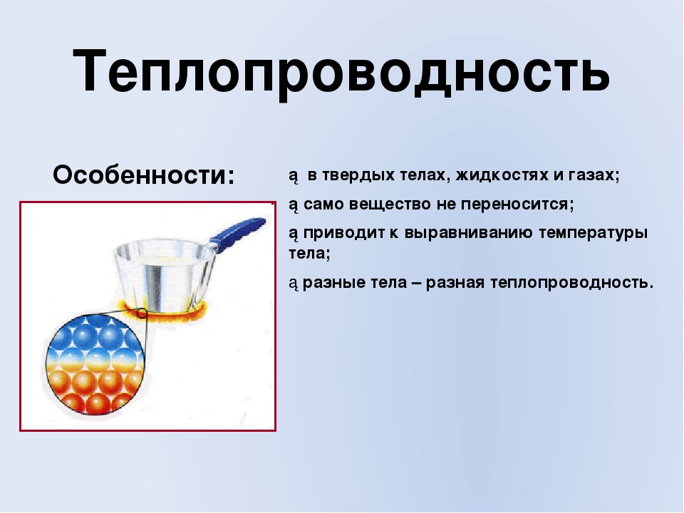 Благодаря какому виду теплопередачи нагревается вода. Теплопроводность. Теплопередача в твердых телах. Теплопроводность твердых тел. Свойства теплопроводности.