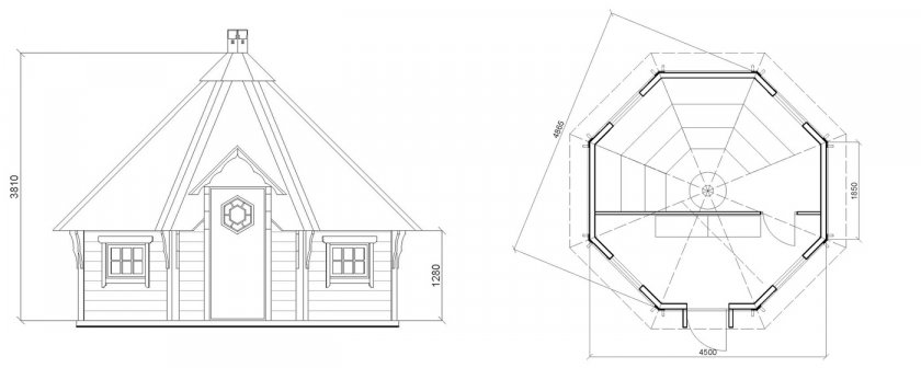 Чертёж восьмиугольной беседки