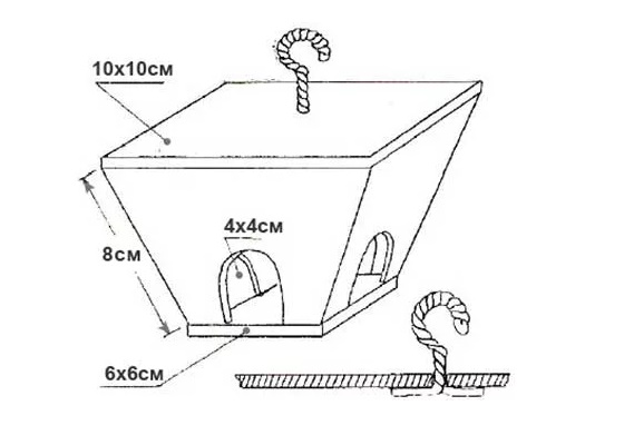 Чертеж кормушки для птиц из фанеры - 6