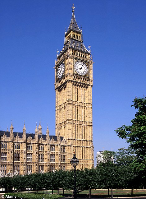 By comparison: Big Ben towers 316ft (96.3metres) into the sky but is still dwarfed by China