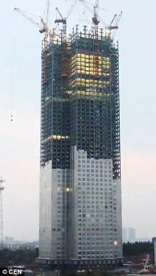 A developer in China has built an entire 57-storey building - Mini Sky City - in just 19 days