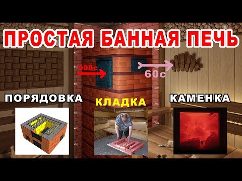 Простая КИРПИЧНАЯ ПЕЧЬ ДЛЯ БАНИ своими руками. Порядовка, кладка, тест!