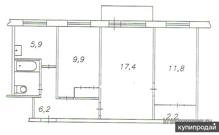 План 3х комнатной квартиры хрущевки