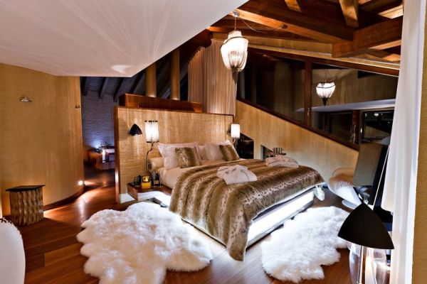 Дизайн интерьера спальной комнаты в стиле шале. Фото 15
