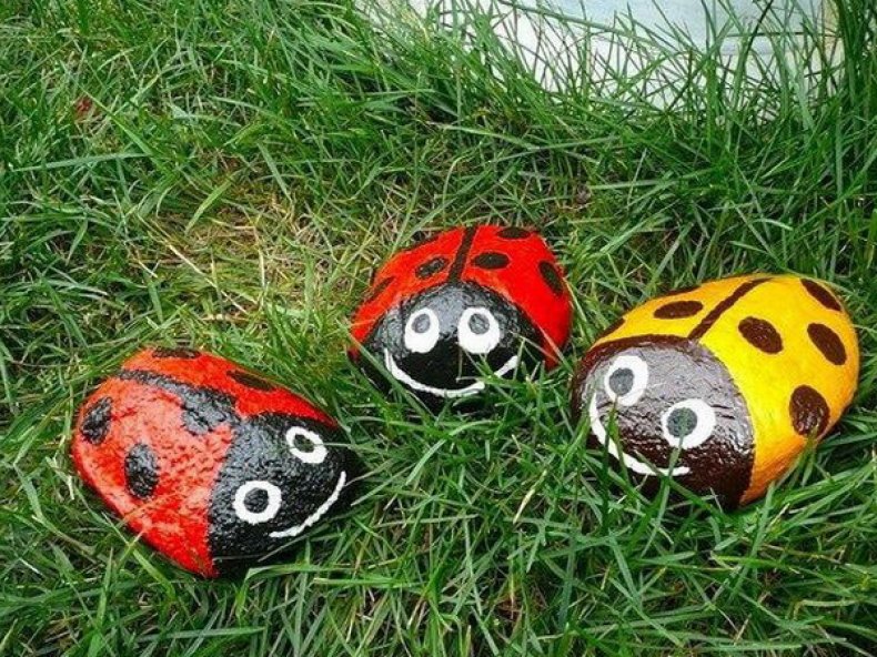 Божья коровка из камней Божья коровка из камней