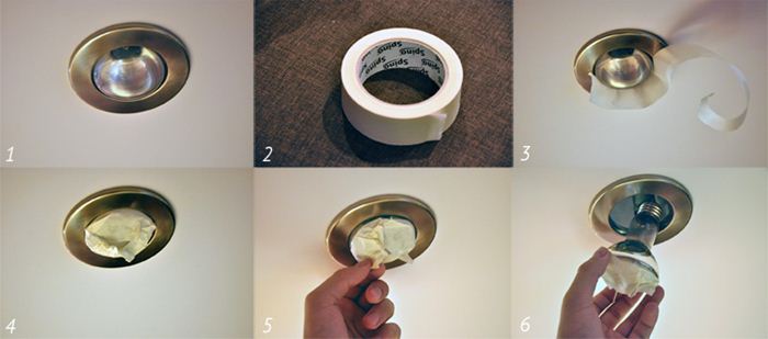 Как вытащить лампу из точечного светильника