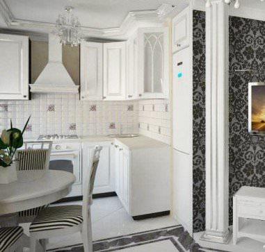 Оформление кухни и гостиной в едином стиле поможет визуально расширить площадь помещения