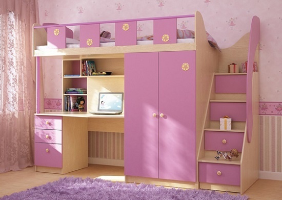 Детская мебель розового цвета