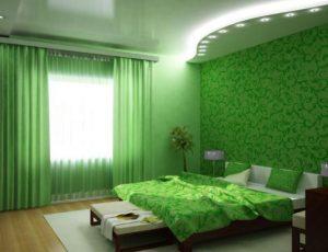 Зелёные обои в интерьере и как подобрать шторы для зелёного цвета стен