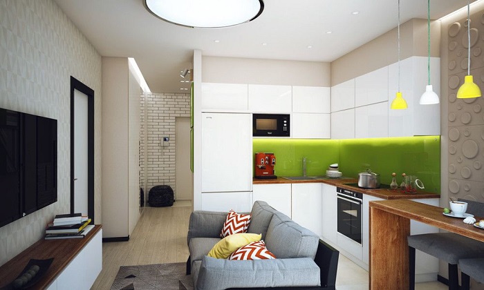 Дизайн кухни-гостиной 15 кв. м_фото