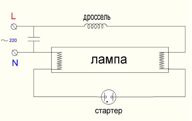 чертеж подключения лампочки