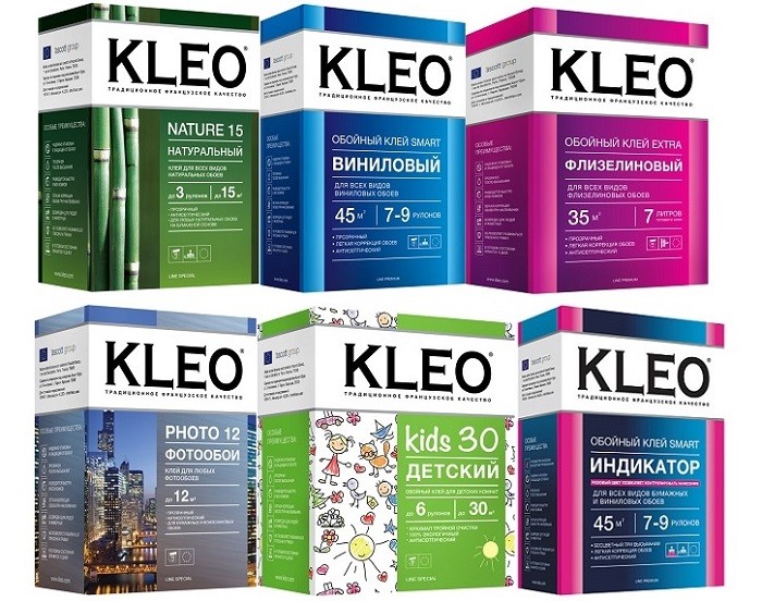На фото обойный клей производителя KLEO На фото обойный клей производителя KLEO