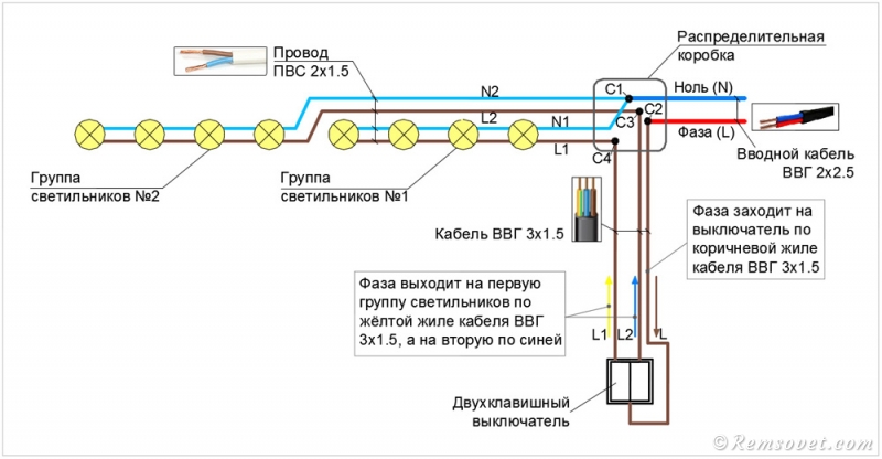 Схема подключения точечных светодиодных светильников