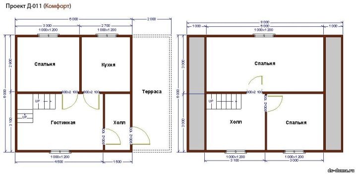 Дома из бруса размером 6х6: чертежи и схемы построек 