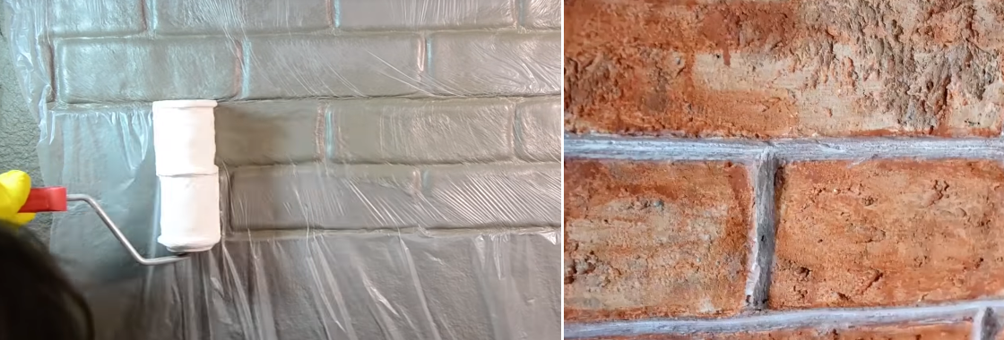 Создание эффекта кирпичной стены валиком