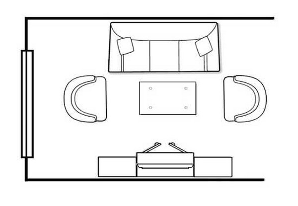 Пример планировки гостиной