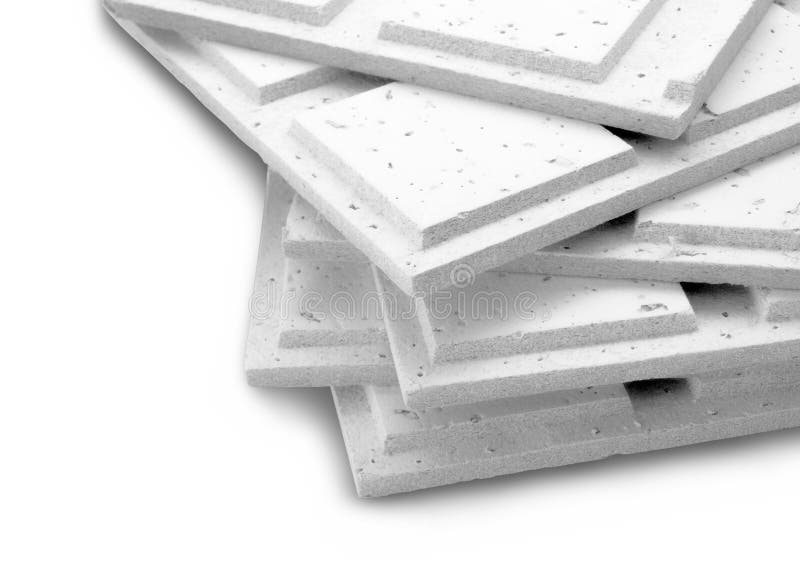 Stack of gypsum board. On white background royalty free stock photography