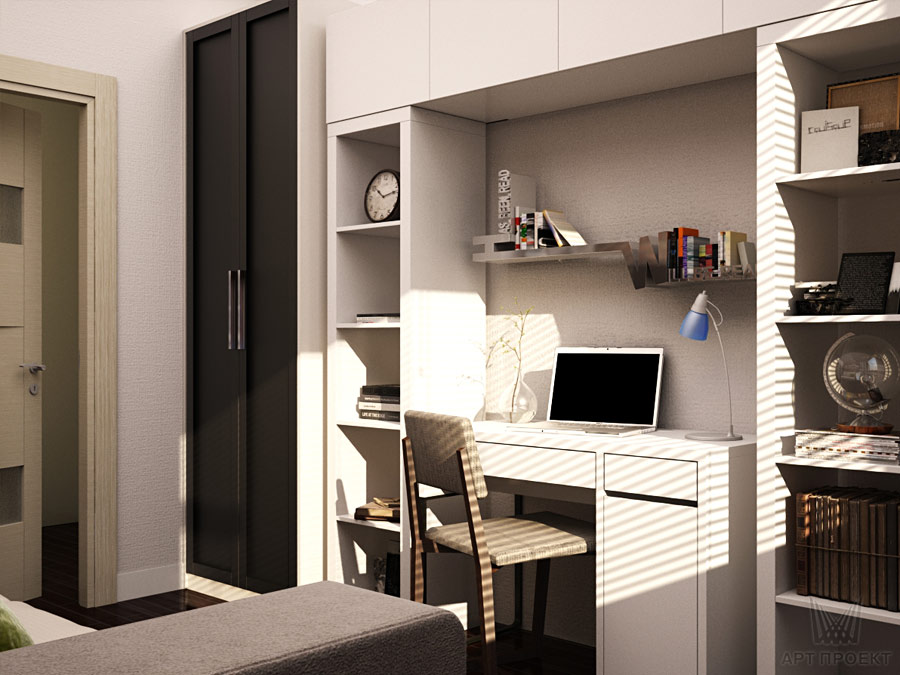 Дизайн-проект интерьера двухкомнатной квартиры 46,6 кв.м - спальня
