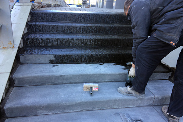 Замена тротуарной плитки уличных лестниц на ступени C3