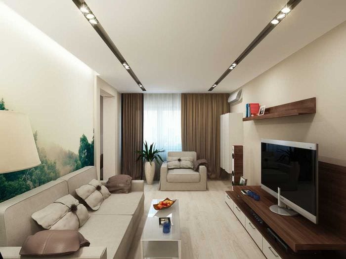 идея функционального дизайна гостиной комнаты 17 кв.метров