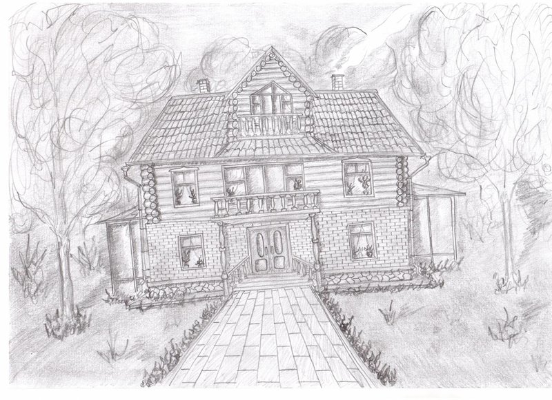Рисунок дома карандашом