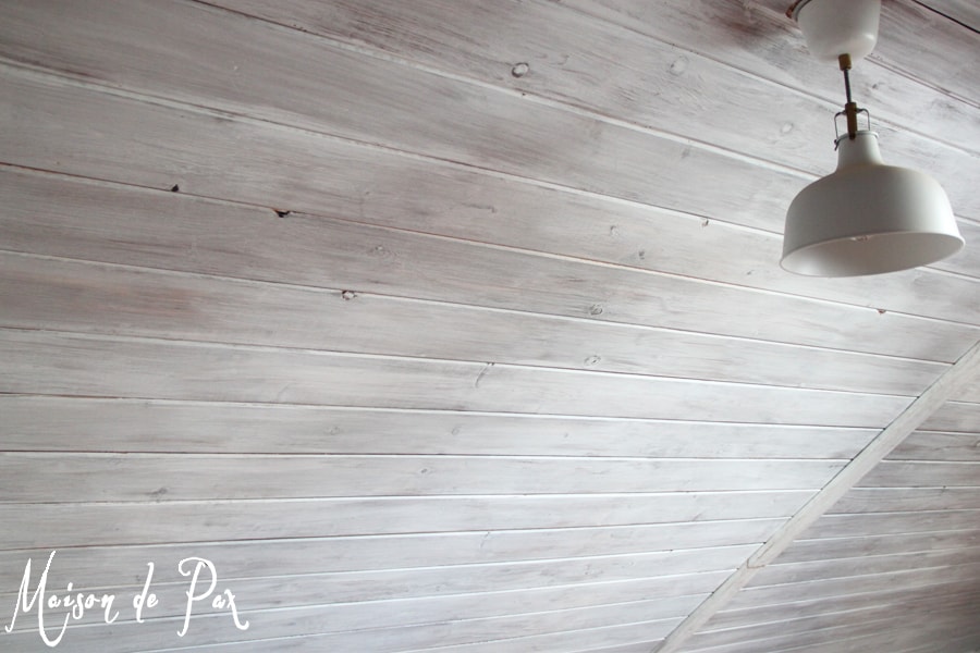 Whitewashed wall and attic planks- Maison de Pax