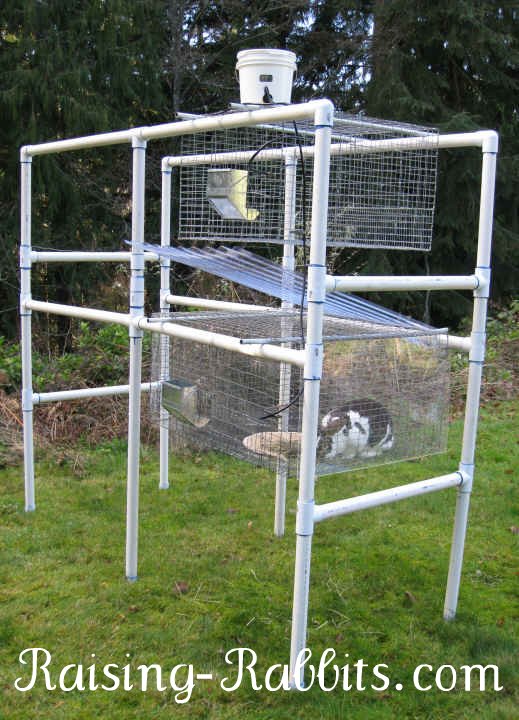 Rabbit hutch plans - large pvc rabbit hutch frame with cages hung