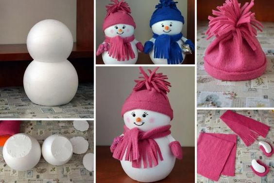 снеговик из пенопластовых шаров